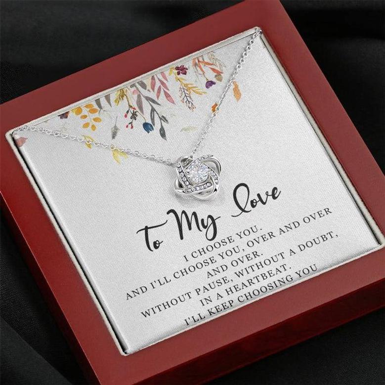To My Love Love Knot Necklace Message Card