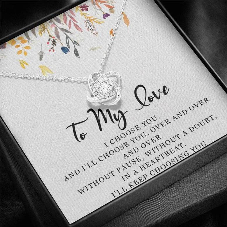 To My Love Love Knot Necklace Message Card