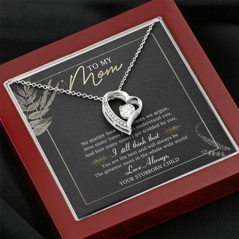 To My Mom You're Greatest Mom Forever Love Necklace Message Card