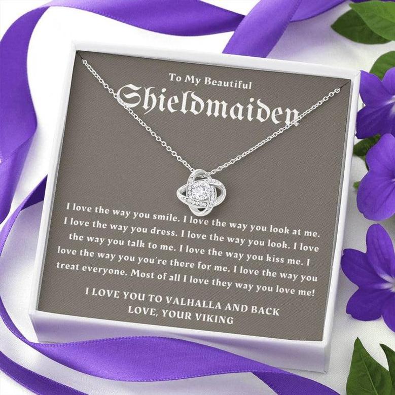 To My Shieldmaiden, Love You To Valhalla, Viking Gift, Personalized Viking Gifts, For Viking Wife, Viking Girlfriend Gift, Love Knot Necklace
