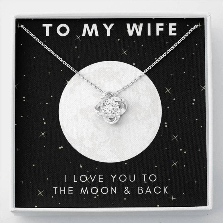 "To My Wife, Moon & Back Love Knot Necklace