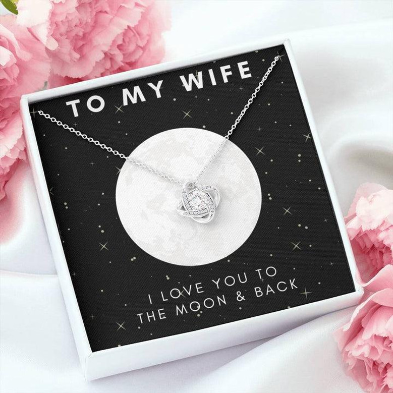 "To My Wife, Moon & Back Love Knot Necklace