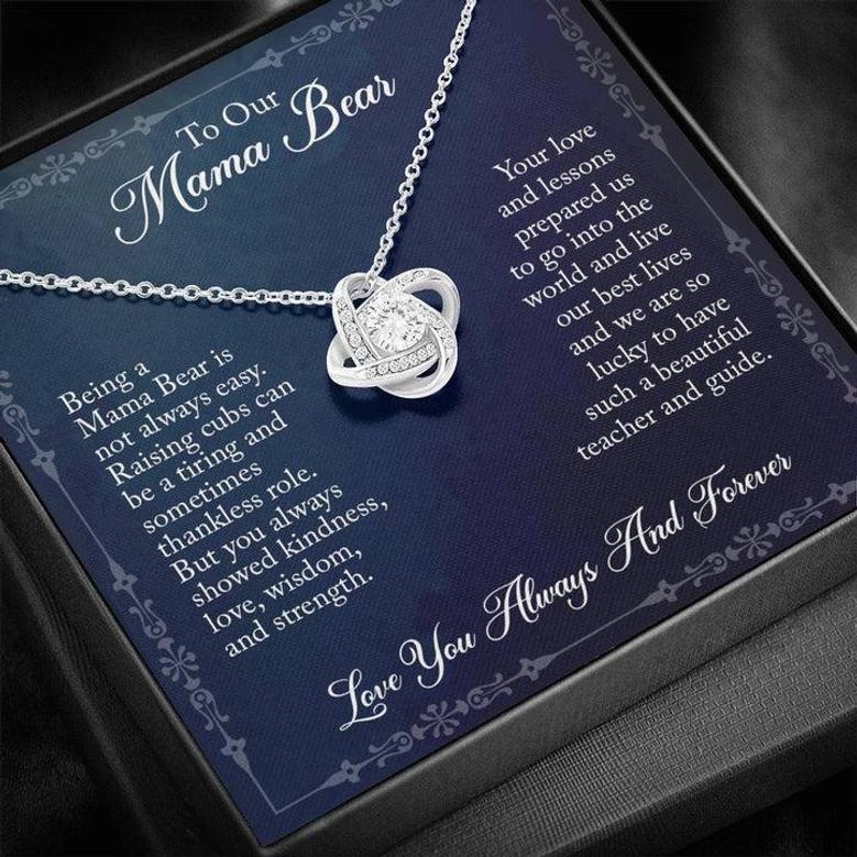 To Our Mama Bear, Love You Always And Forever - Love Knot Necklace