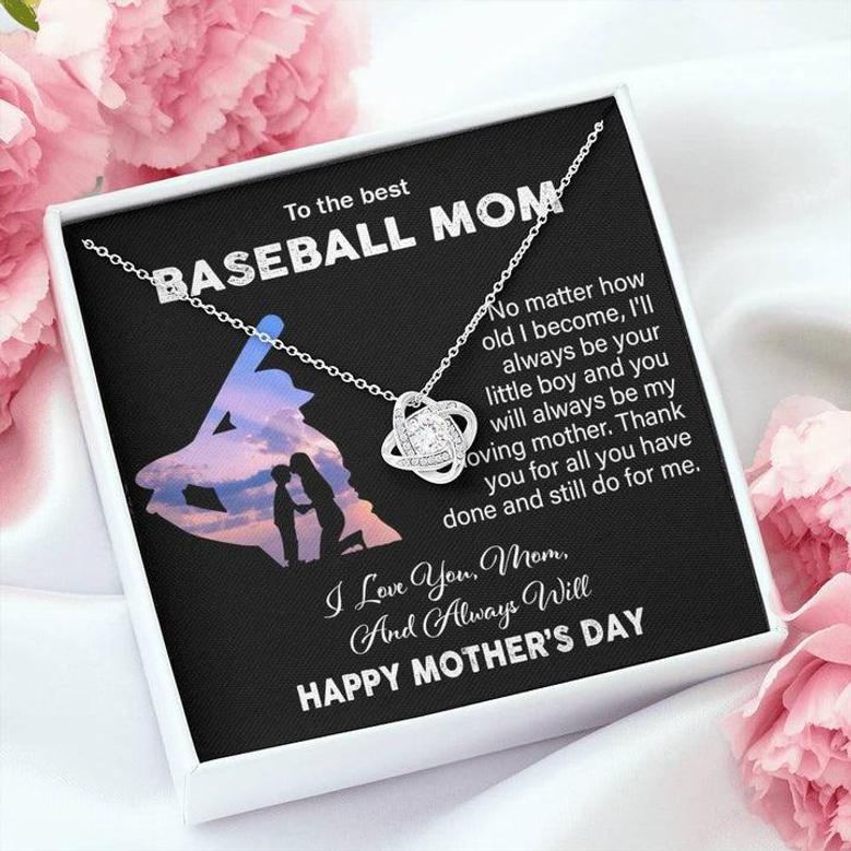 To The Best Baseball Mom - Mother's Day Gift - Love Knot Necklace