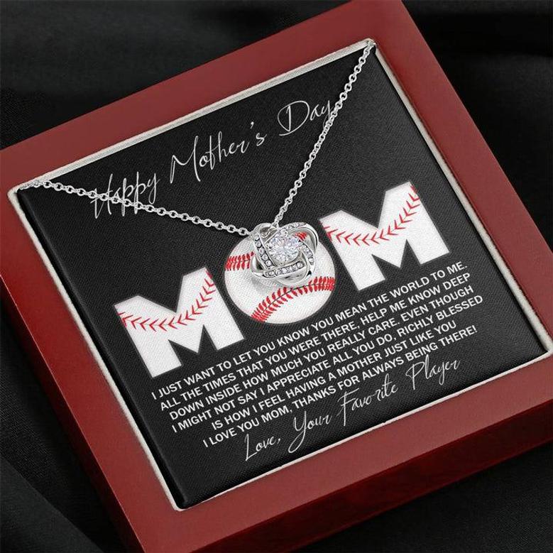 To The Best Baseball Mom - Mother's Day Gift - Love Knot Necklace