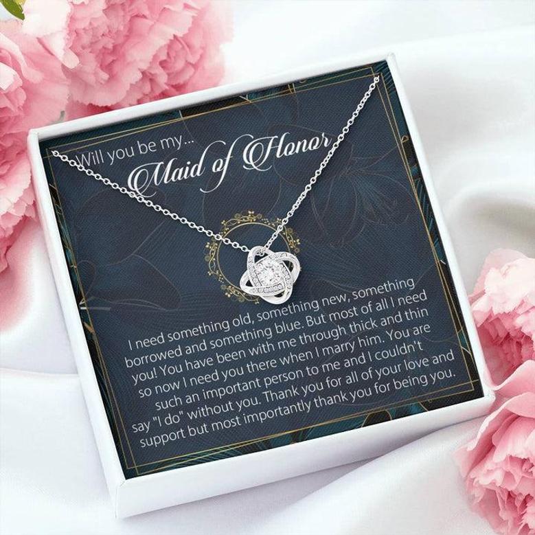 Will You Be My Maid Of Honor Necklace Gift, Maid Of Honor Gift Necklace,Maid Of Honor Wedding Gift Necklace,Maid Of Honor Love Knot Necklace