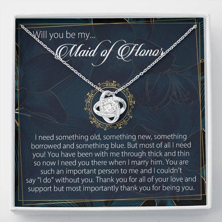 Will You Be My Maid Of Honor Necklace Gift, Maid Of Honor Gift Necklace,Maid Of Honor Wedding Gift Necklace,Maid Of Honor Love Knot Necklace