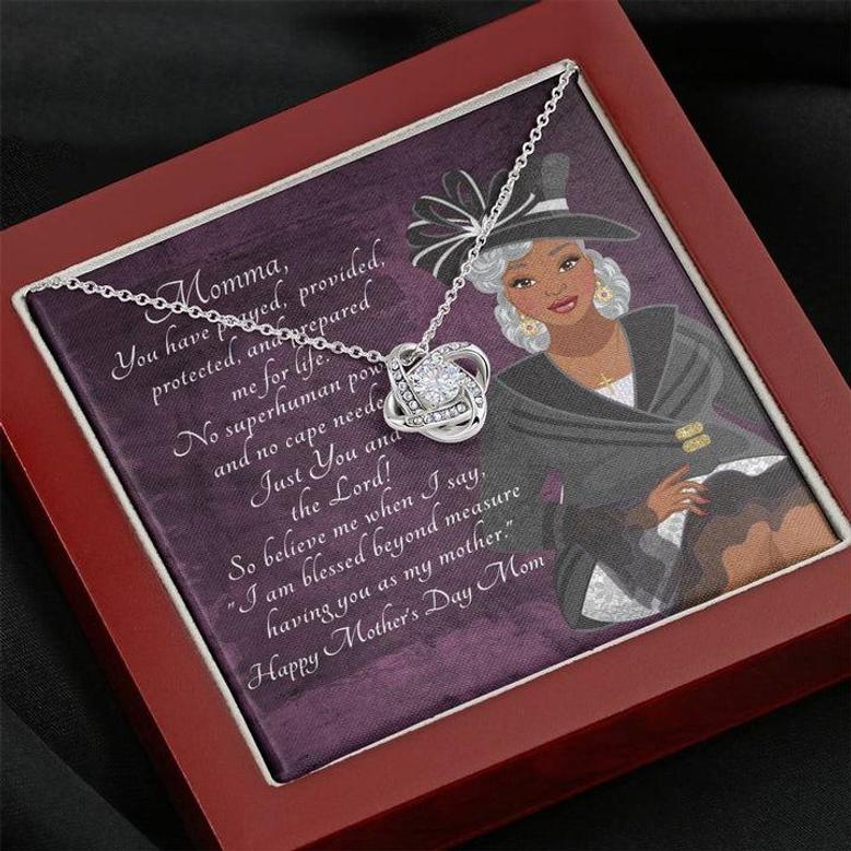 Love Knot Necklace | Personalized African American Mother's Day Message Card - You Prayed