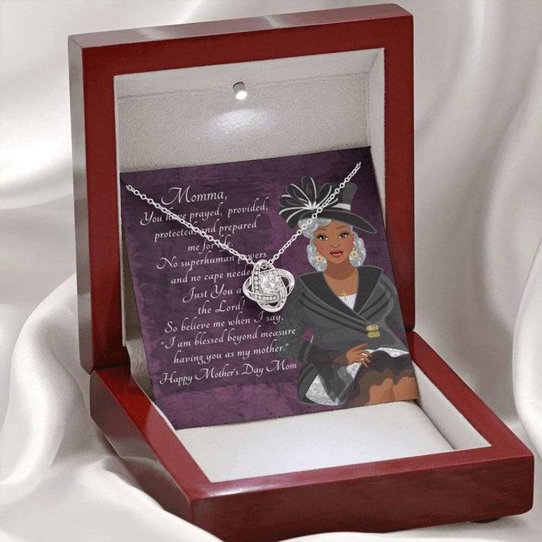 Love Knot Necklace | Personalized African American Mother's Day Message Card - You Prayed