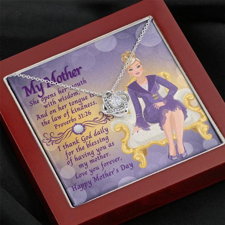 My Mother - Love Knot Necklace With Personalized Mother's Day Message Card