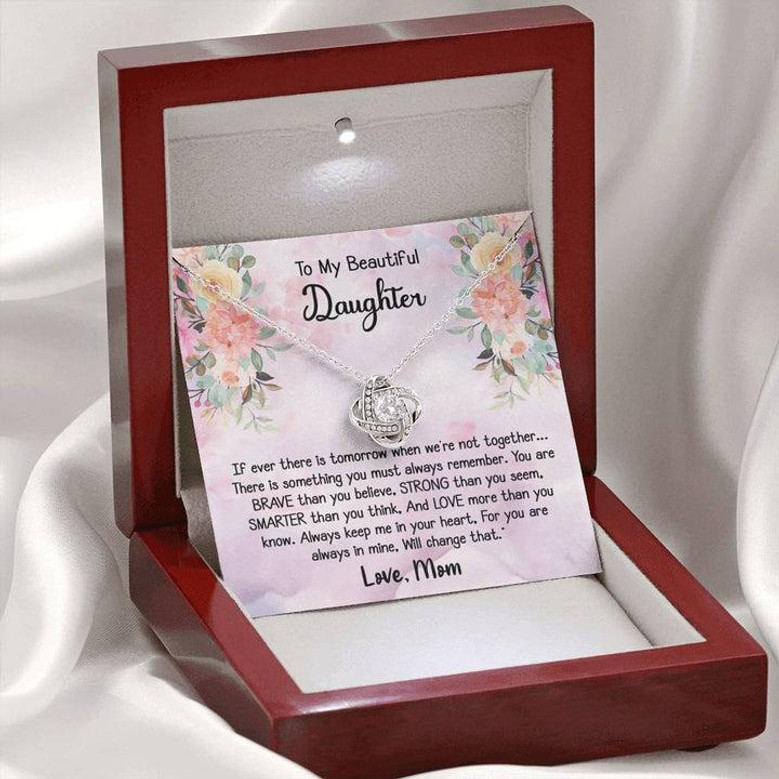 To My Daughter Love Knot Necklace Gift - Birthday Present, Anniversary, Christmas Gift, Mother Daughter Jewerlry