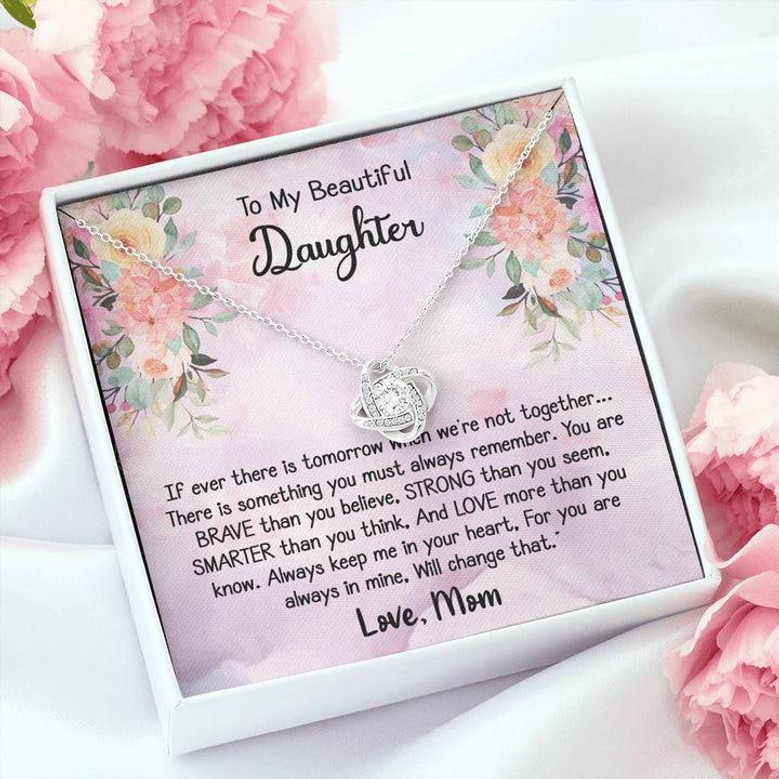 To My Daughter Love Knot Necklace Gift - Birthday Present, Anniversary, Christmas Gift, Mother Daughter Jewerlry