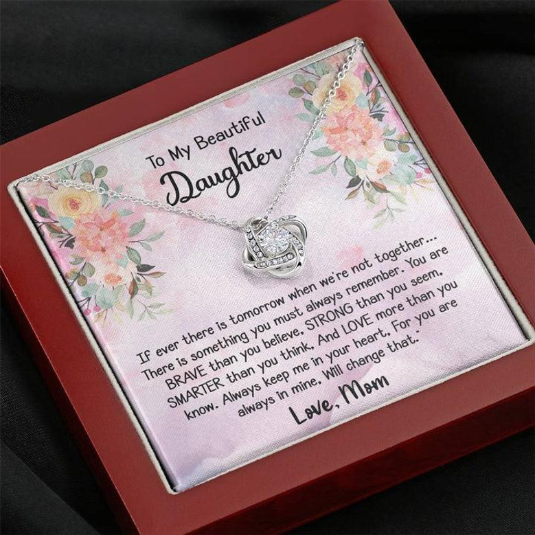 To My Daughter Love Knot Necklace Gift - Birthday Present, Anniversary, Christmas Gift, Mother Daughter Jewerlry