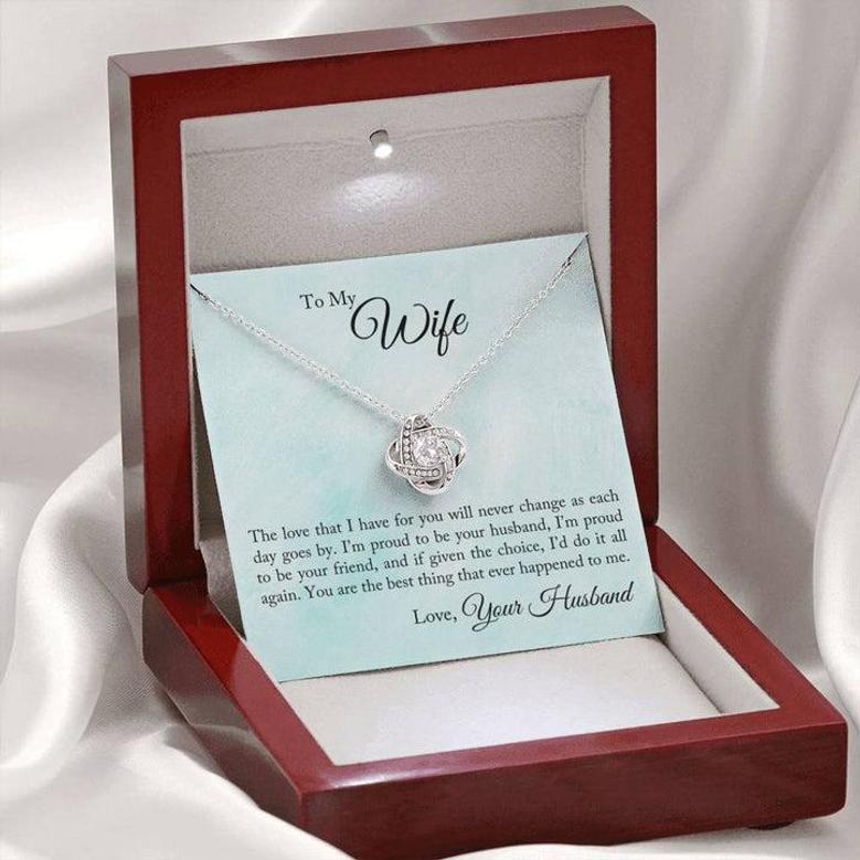 To My Wife - I'm Proud To Be Your Husband - Love Knot Necklace