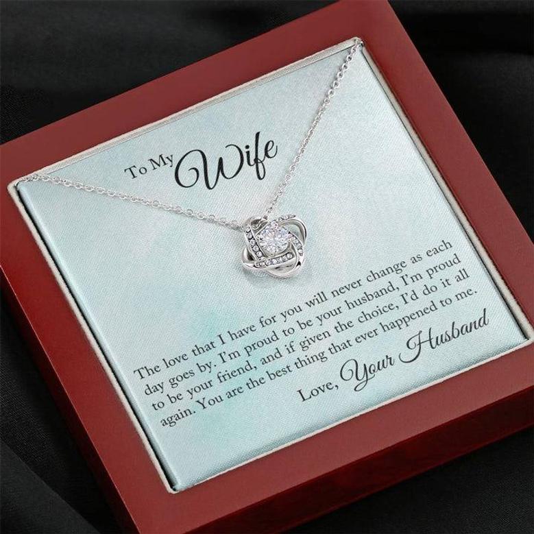 To My Wife - I'm Proud To Be Your Husband - Love Knot Necklace