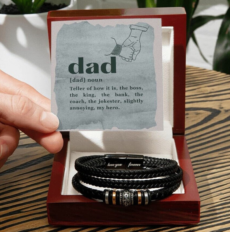 Dad Bracelet Father's Day Gift From Son Daughter With Funny Message Card