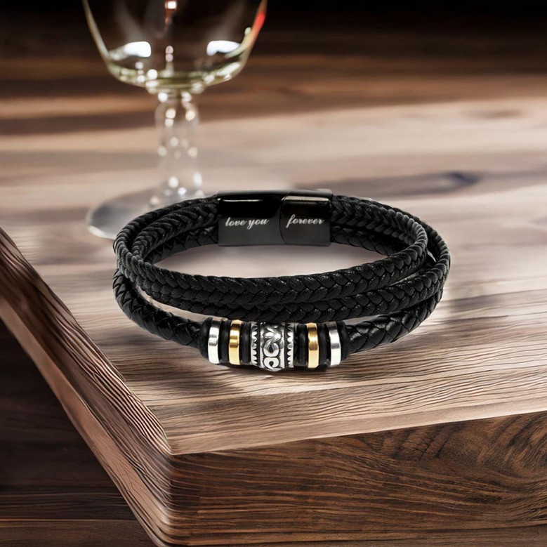 To Dad Leather Bracelet Gift From Daughter With Heartfelt Message Card