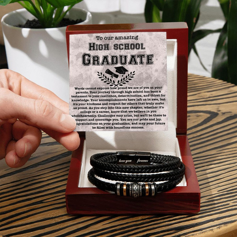 Inspirational High School Graduation Leather Bracelet Gifts For Sons