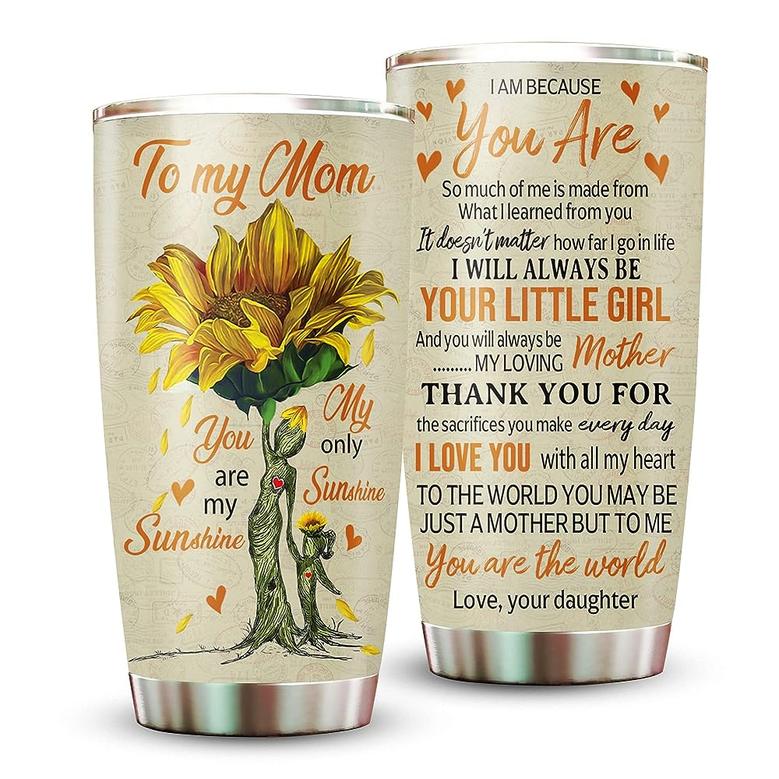 Mom Gifts from Daughters 20oz Stainless Steel Insulated Sunflower Mom Tumbler, Christmas Birthday Gift For New Mom Travel Cup Coffee Mug 20oz