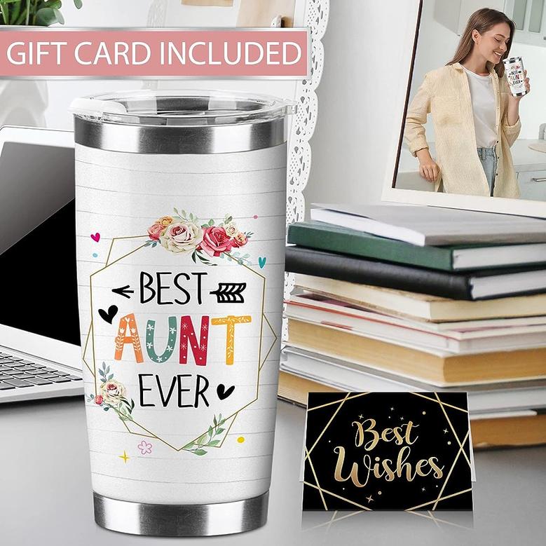 Aunt Gifts, Auntie Aunt Mother Day Gifts 20 oz Tumbler, Mothers Day Gifts for Aunt From Niece, Gifts for Best Aunt Ever Tumbler 20oz, Love No Distance