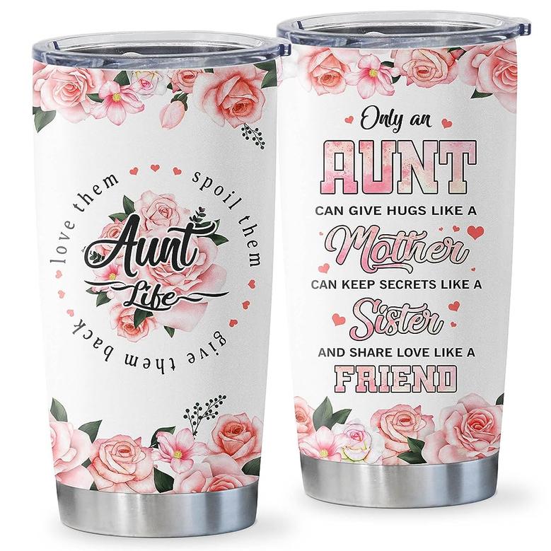 Aunt Gifts Tumbler, Auntie Gifts From Niece Best Aunt Ever Gifts, Birthday Gifts For Aunt Mother Sister Friend Tumbler 20oz Stainless Steel Travel Cup