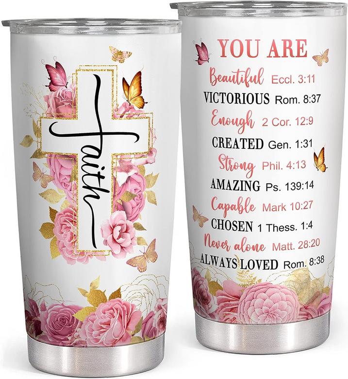 Christian Gifts for Women, Mothers Day Gifts, Birthday Gifts for Women Mom Friend, 20 Oz Tumbler, Faith Gift You Are Choosen Bible Verse Inspiration