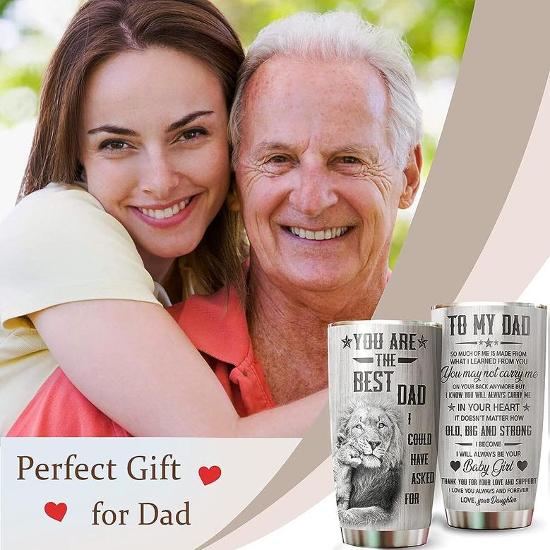 Cool Dad Gifts From Daughter, To My Dad 20 Oz Stainless Steel Coffee Tumbler, Thanksgiving Tumbler 20oz To Best Dad, Father's Day Gift Idea