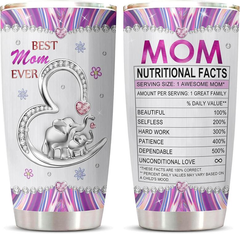 Gifts For Mom Tumbler, Mom Birthday Gifts, Gifts For Mom From Daughter, Best Mom Ever Gifts Tumbler 20oz Elephant Gifts Idea for Moms Travel Cup