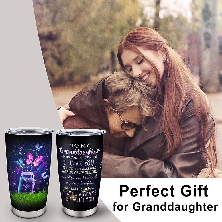 Granddaughter Gifts from Grandma, Granddaughter Gifts, Granddaughter Birthday Gifts Tumbler 20oz, Stay Strong Be Confident Motivational Quote
