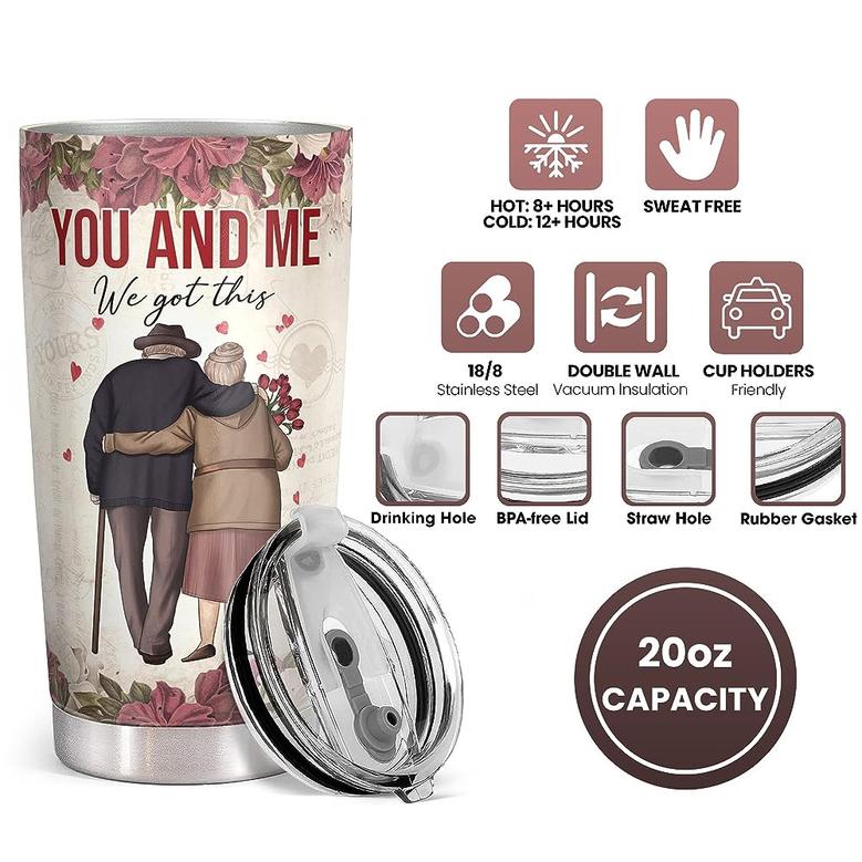 Gifts for Wife from Husband, Mothers Day Gifts for Her, Wife Valentines Day Gifts Tumbler 20oz, Love You Forever We Got This Travel Cup Coffee Mug