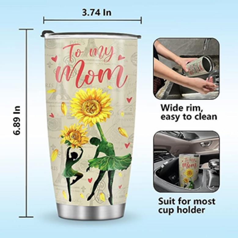 Birthday Gifts for Mom from Daughter, Mother's Day Gift for Mama from Son Husband Tumbler 20oz Double Wall Stainless Steel Sunflower Travel Cup