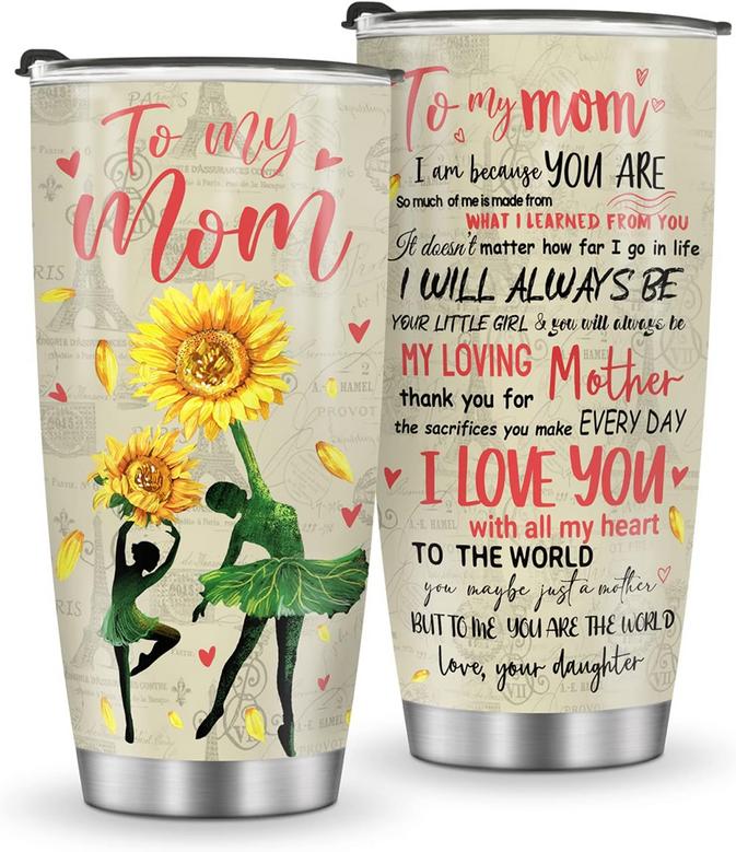 Birthday Gifts for Mom from Daughter, Mother's Day Gift for Mama Women from Son Husband Sunflower Tumbler 20oz, Stainless Steel Travel Cup Coffee Mug