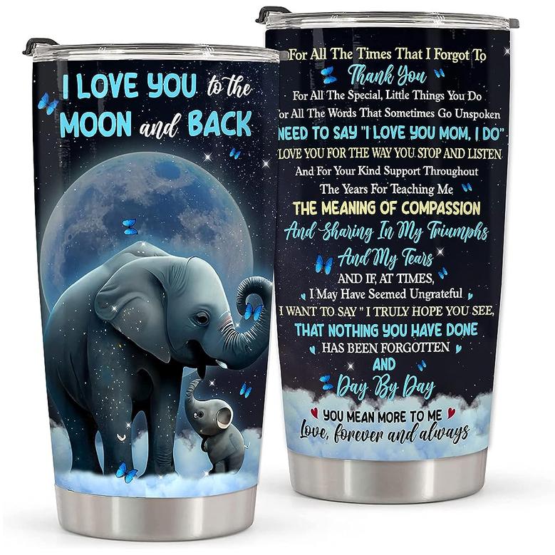 Gifts for Mom From Daughter Son Kid, Birthday Gifts For Mom, Mothers Day Gifts From Children Tumbler 20oz, Love You To The Moon And Back Quote Saying