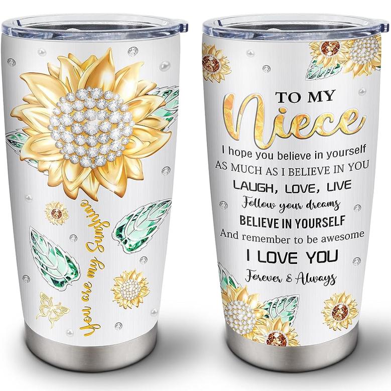 Niece Gifts from Auntie Uncle Tumblers 20oz, Niece Gifts from Aunt, Gifts for Niece, Niece Gifts Travel Cup Coffee Mug, Christmas Birthday Gift Idea