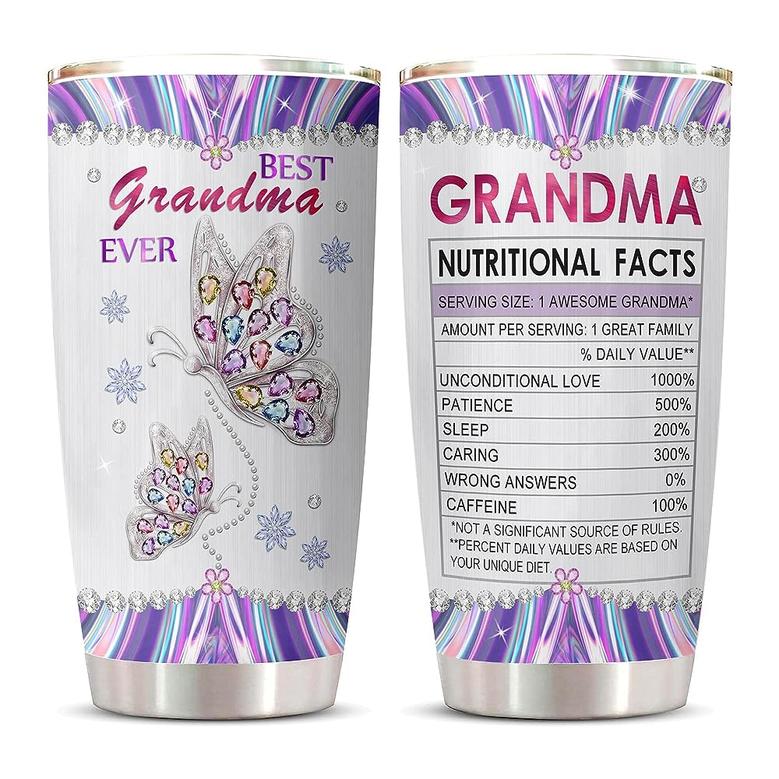 Grandma Gifts, Gifts for Grandma from Granddaughter Grandson Grandkids, Nutrition Facts Mothers Day Gifts Birthday for Grandma Tumbler 20oz