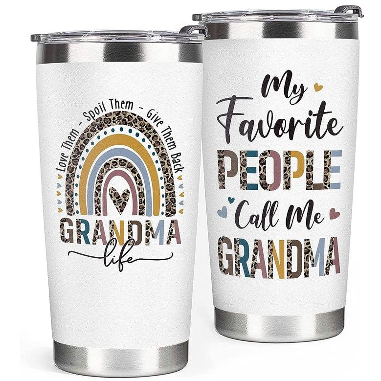 Mothers Day Gifts for Grandma from Grandson Grandkids, Rainbow Grandma Gifts from Grandchildren, My Favourite People, Nana Gigi Gifts Tumbler 20oz 