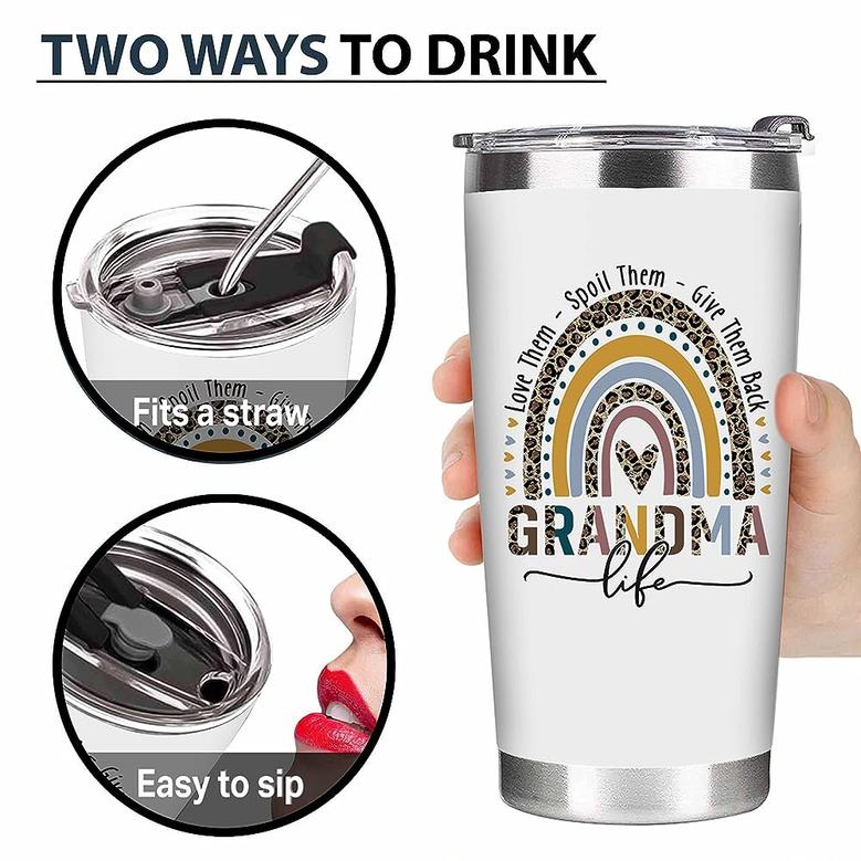 Mothers Day Gifts for Grandma from Grandson Grandkids, Rainbow Grandma Gifts from Grandchildren, My Favourite People, Nana Gigi Gifts Tumbler 20oz 