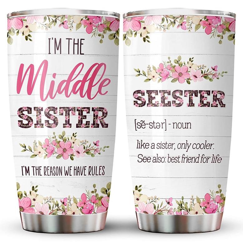 Sister Gifts, Middle Sister Tumbler 20oz, Birthday Gifts for Sister, Seester Like A Sister Mug Tumbler 20oz, Soul Sister Best Friend Bestie Gift Idea