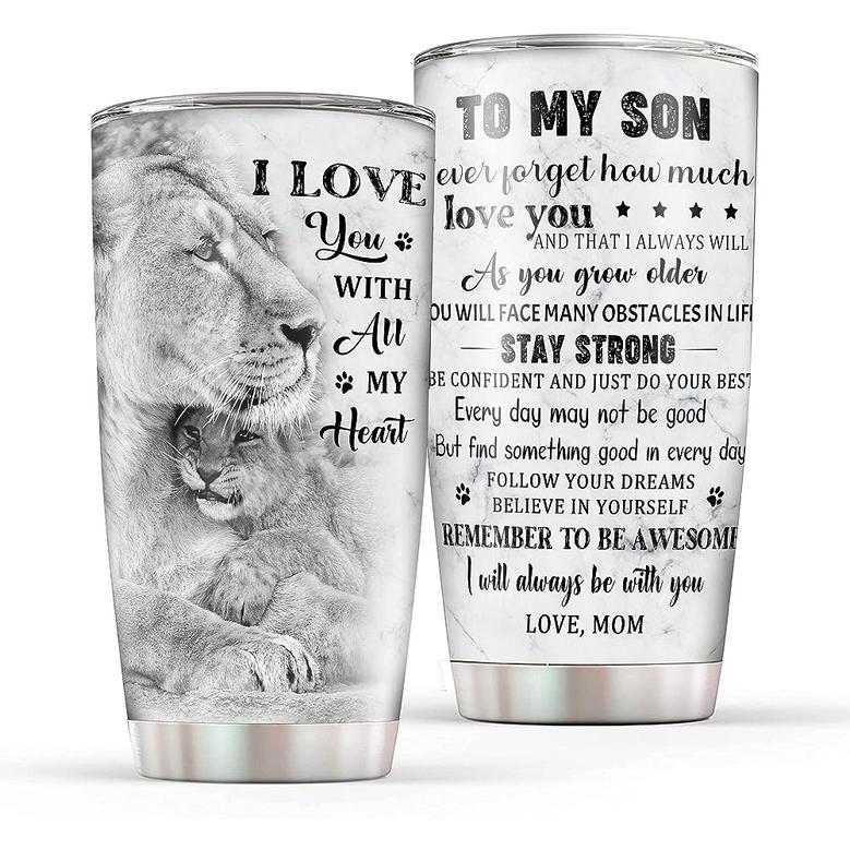 Son Tumbler, Fathers Day For Son Gifts, To My Son Tumbler 20oz, Son Tumbler from Mom and Dad Parents, Son Lion Stay Strong Travel Cup Coffee Mug