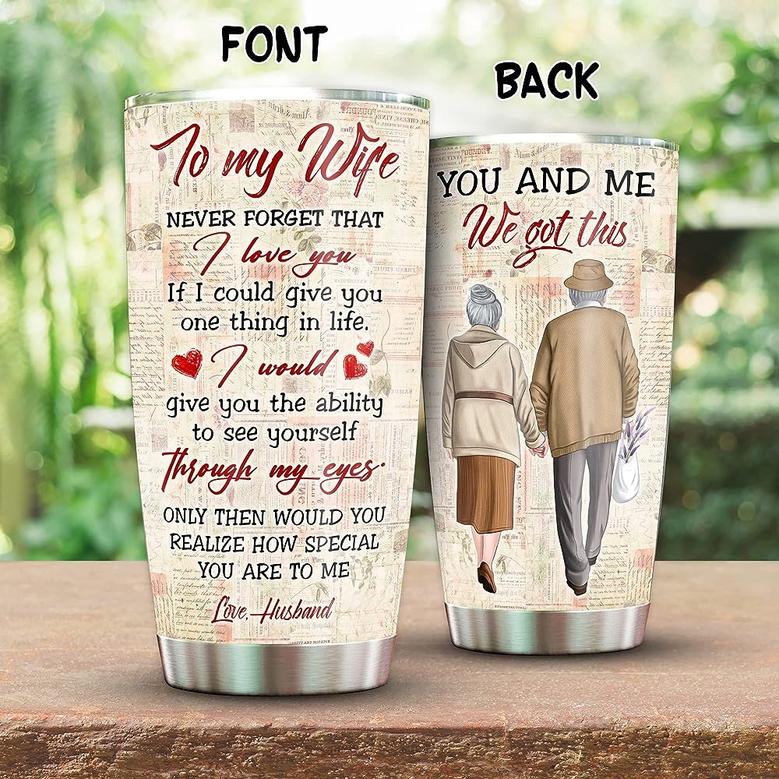 Gifts For Her, To My Wife I Love You Coffee Tumbler 20 oz Stainless Steel Travel Cup, Gift For Wife Valentines Day Mother's Day Christmas Gift