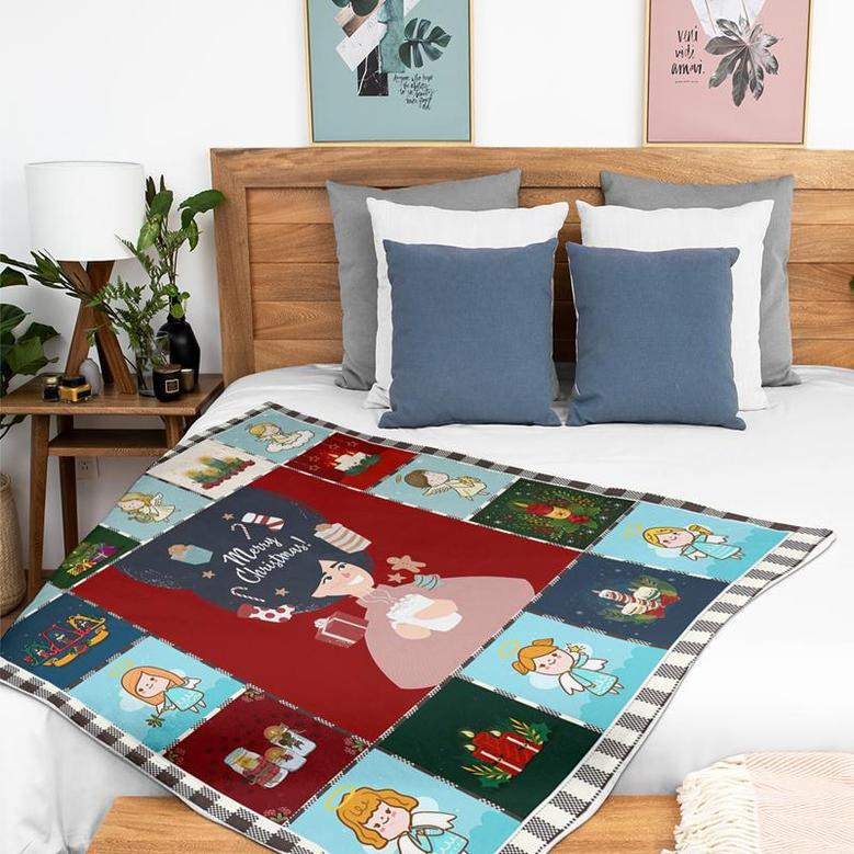 A Cute Girl Merry Christmas Gifts Blanket