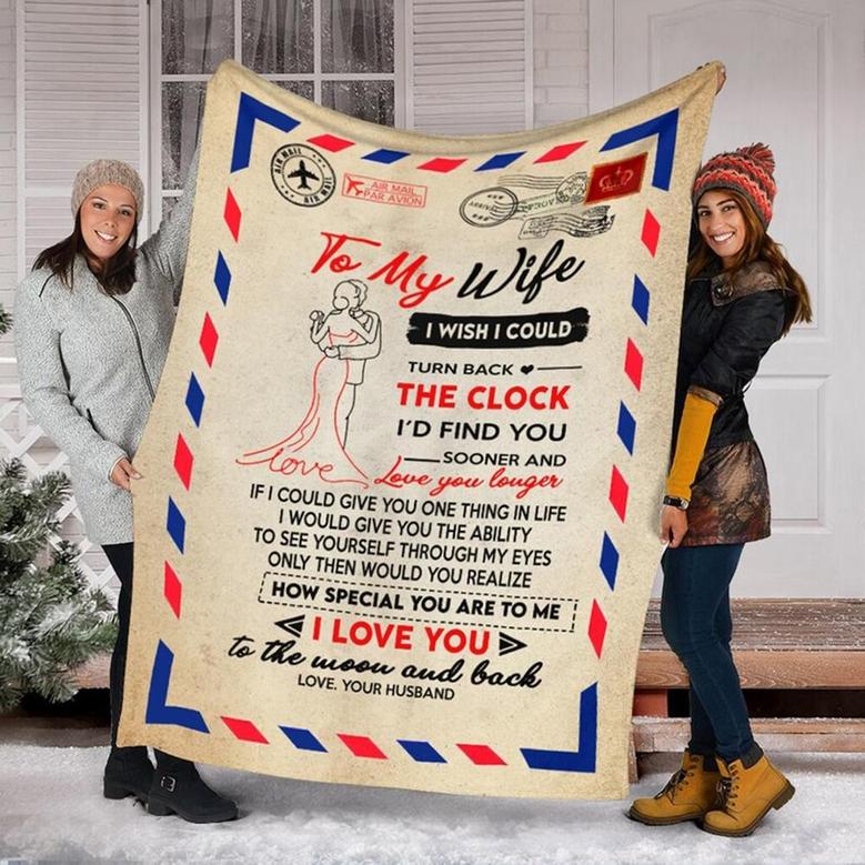A Letter To My Wife Air Mail Blanket, Mother's Day Gifts, Christmas Gift For Wife, Anniversary Gift, Wife Blanket