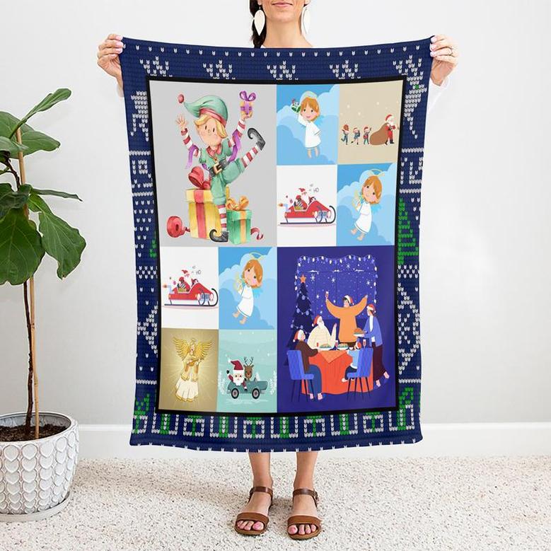 A Little Cupid And Whole Family Christmas Blanket