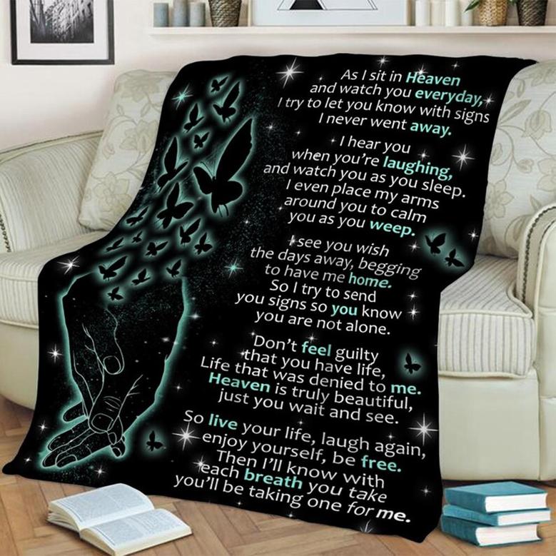 As I Sit In Heaven Blanket, Special Blanket, Anniversary Gift, Christmas Memorial Blanket Gift Friends and Family Gift