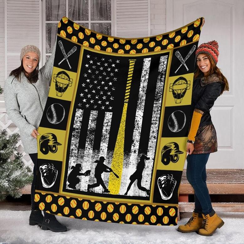 Baseball Girl Blanket, Fleece Sherpa Mink Blankets, Christmas Gift For Daughter, For Her