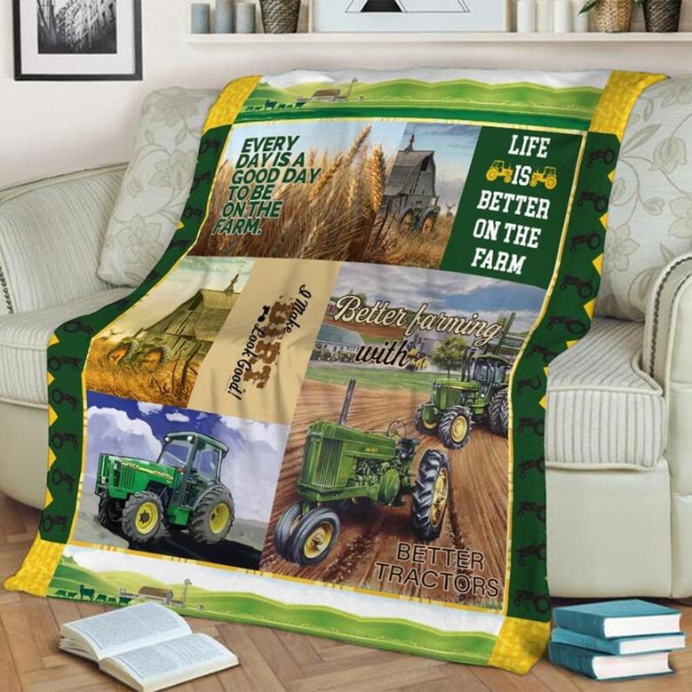 Better Tractor Blanket, Fleece Blankets, Tractor Daddy blanket gifts, Christmas gifts for grandpa, tractor's birthday, blanket for tractor