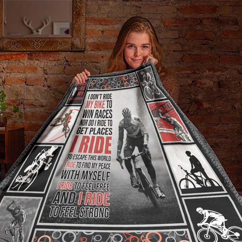 Bike Racing Blanket, Blanket Boy ,Biker Blanket - Bicycle Fleece Blanket - Biker Adult Kid Blanket - Bicycle Gifts Her Him