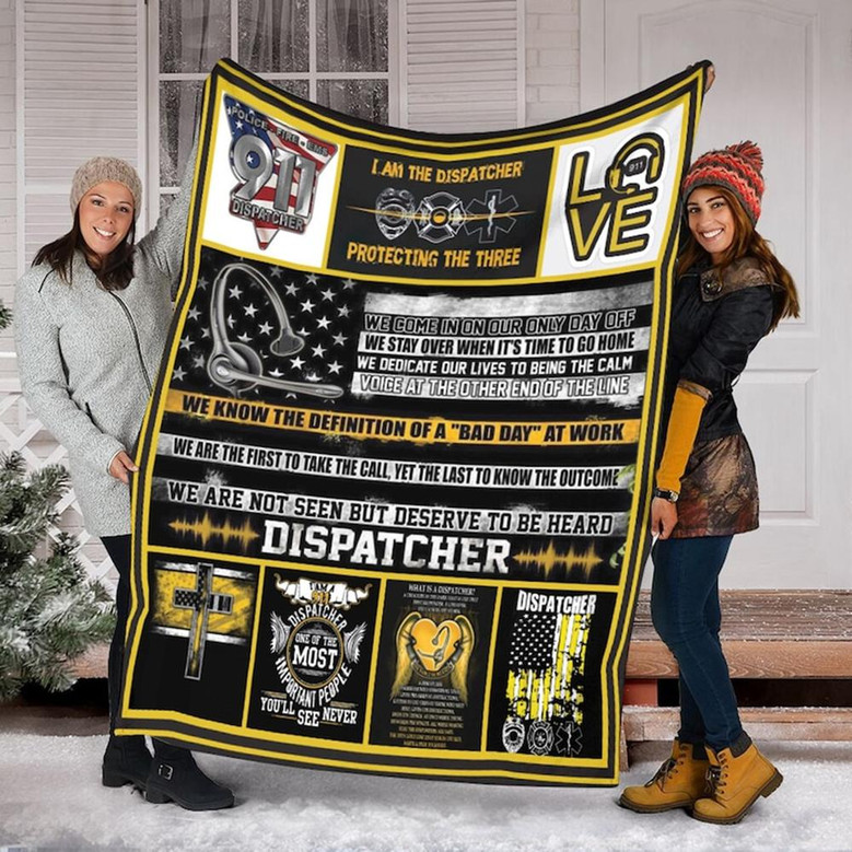 Blanket For Dispatchers 911, Police Blanket Sherpa Fleece mink Blanket, Meaningful Blanket - Gifts Her him