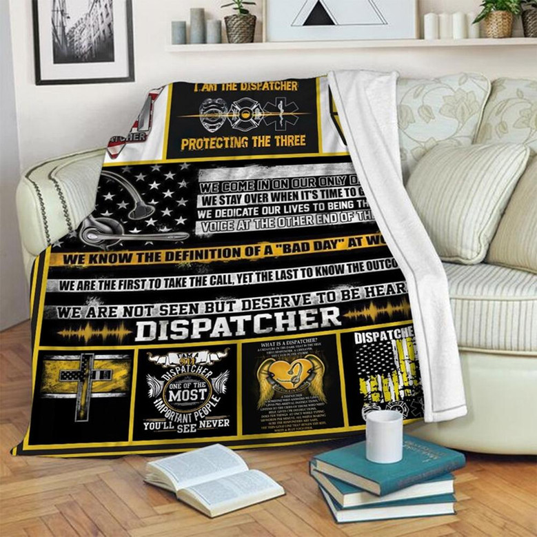 Blanket For Dispatchers 911, Police Blanket Sherpa Fleece mink Blanket, Meaningful Blanket - Gifts Her him