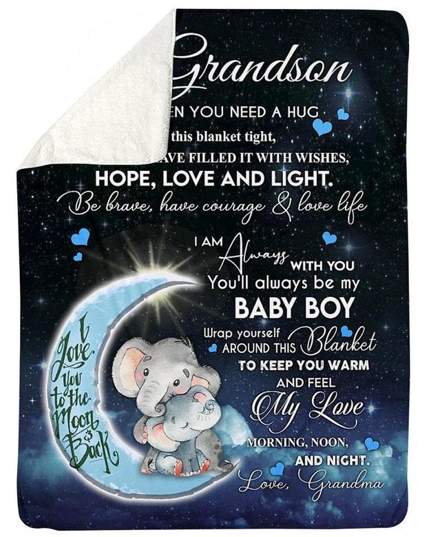 Blanket for Grandson, Personalized Fleece Sherpa Blankets, To my grandson blanket, Grandma Grandpa blanket, Mimi blanket
